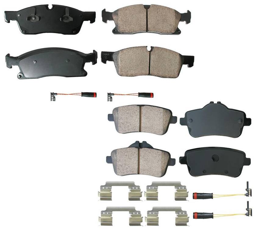 Mercedes Disc Brake Pad Set Kit - Front and Rear (Ceramic) (EURO) 0074209020 - Akebono Euro Ultra-Premium 4096973KIT